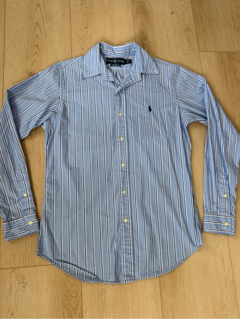 Ralph Lauren Blue Striped Long-Sleeve Button-Down Shirt Preppy Classic Pony Logo